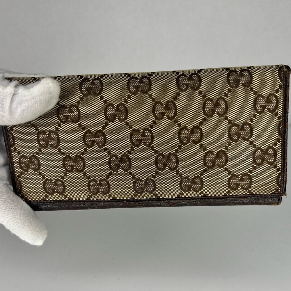 Gucci GG Supreme Beige/Brown Canvas Long Wallet